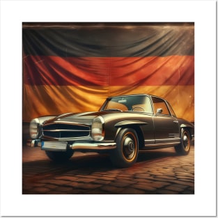 Mercedes Pagode with german flag vintage retro Posters and Art
